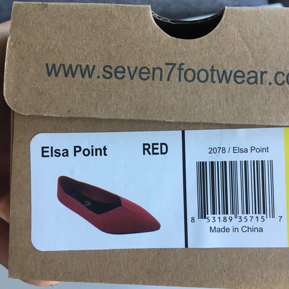 NWT Seven7 Elsa Red/ Pink Pointy Toe Canvas Flat - Picture 9 of 11